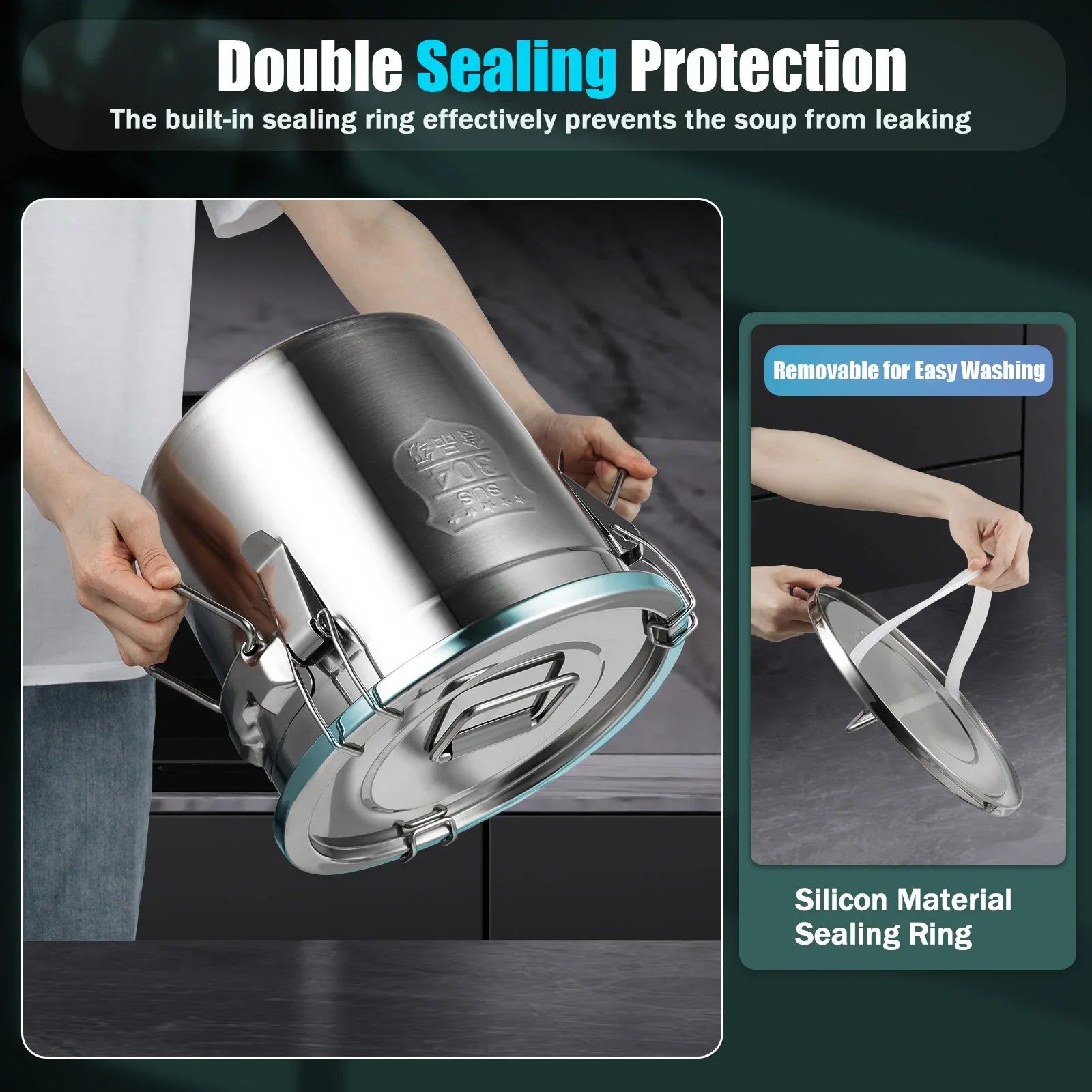 Airtight Canister Stainless Steel w/Locking Clamps