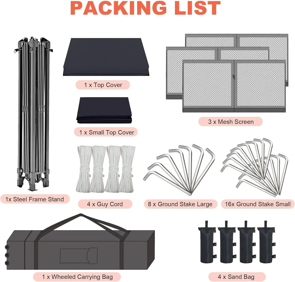 10'x10' Pop Up Canopy Tent with 3 Sidewalls