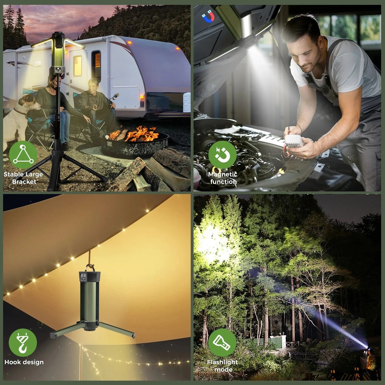 6000mAh LED Outdoor Camp Light, Adjustable, Dimmable