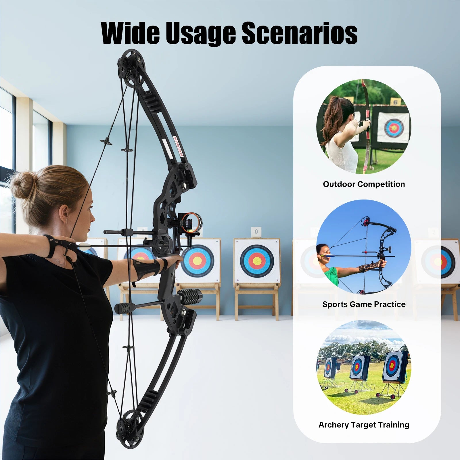 Compound Bow, Right Hand, Hunting Kit: 3 Pin Lighted Sight