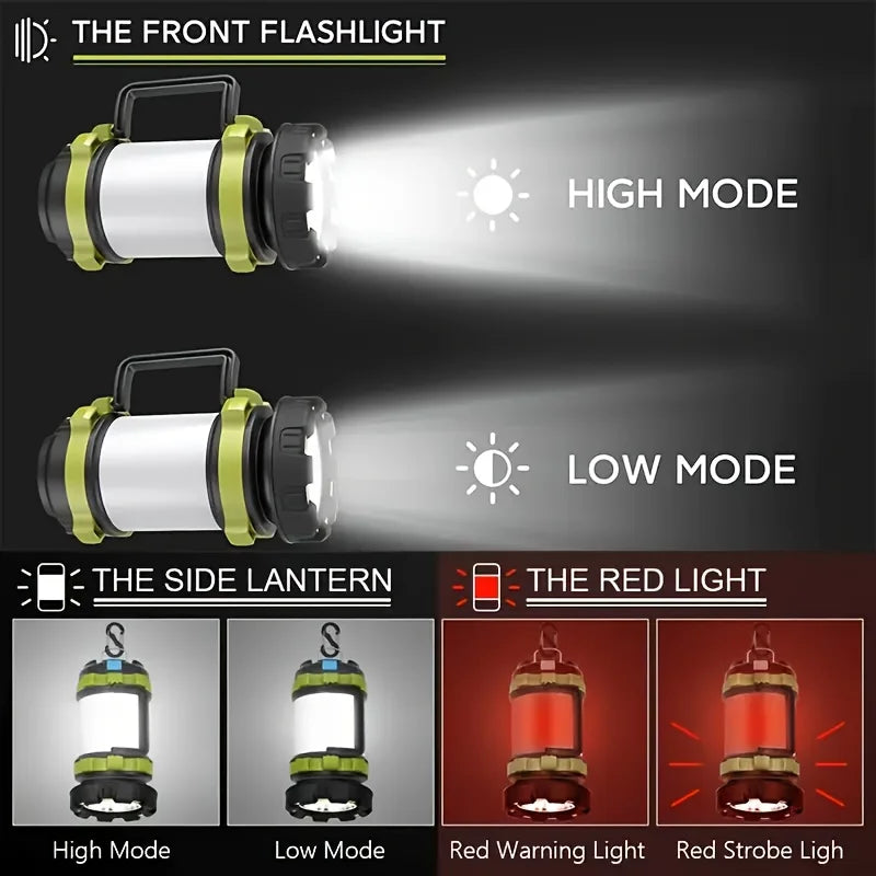 Rechargeable LED Lantern Flashlight and Power Bank - 3-in-1 Camping Light