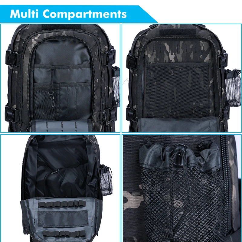 55L Tactical Backpack - Large Capacity Military Pack for Multi-Day Adventures