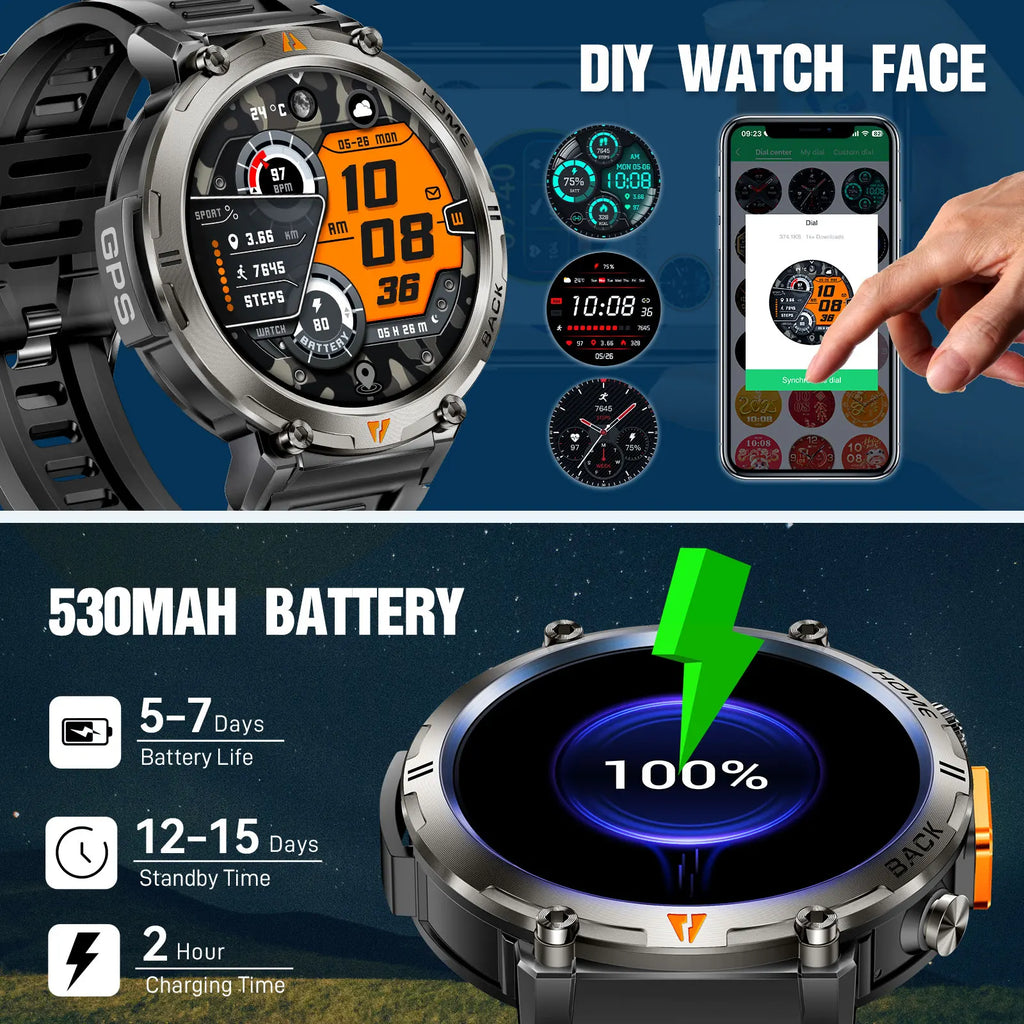 Bluetooth Multi-function Smartwatch Android iOS with Flashlight