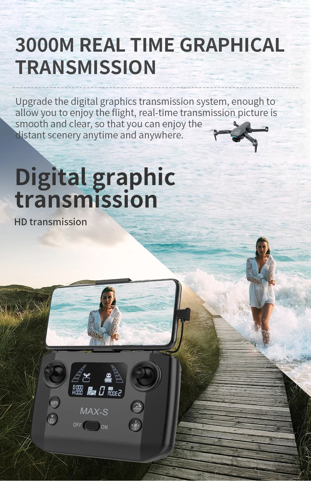 4K GPS Drone with Obstacle Avoidance & 3-Axis Gimbal - 5km Range