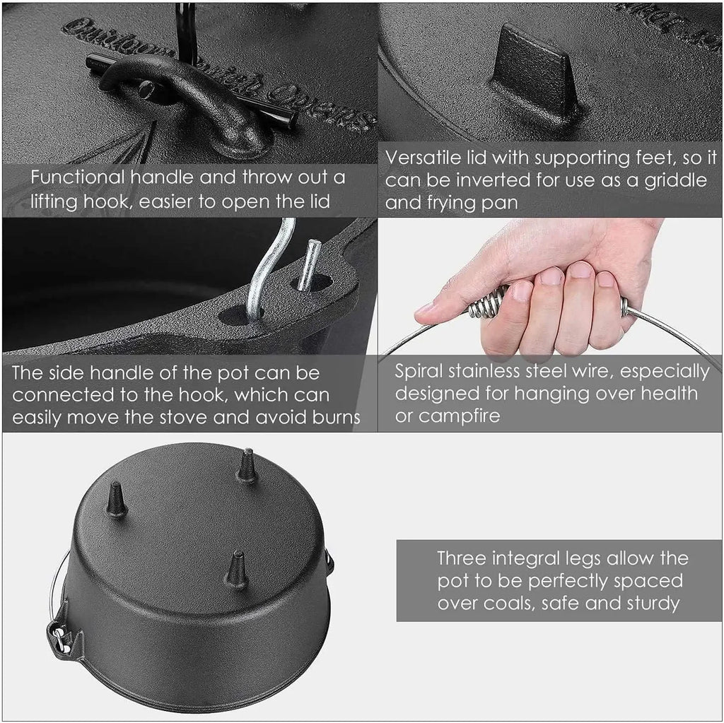 Cast Iron Dutch Oven Camping Pot