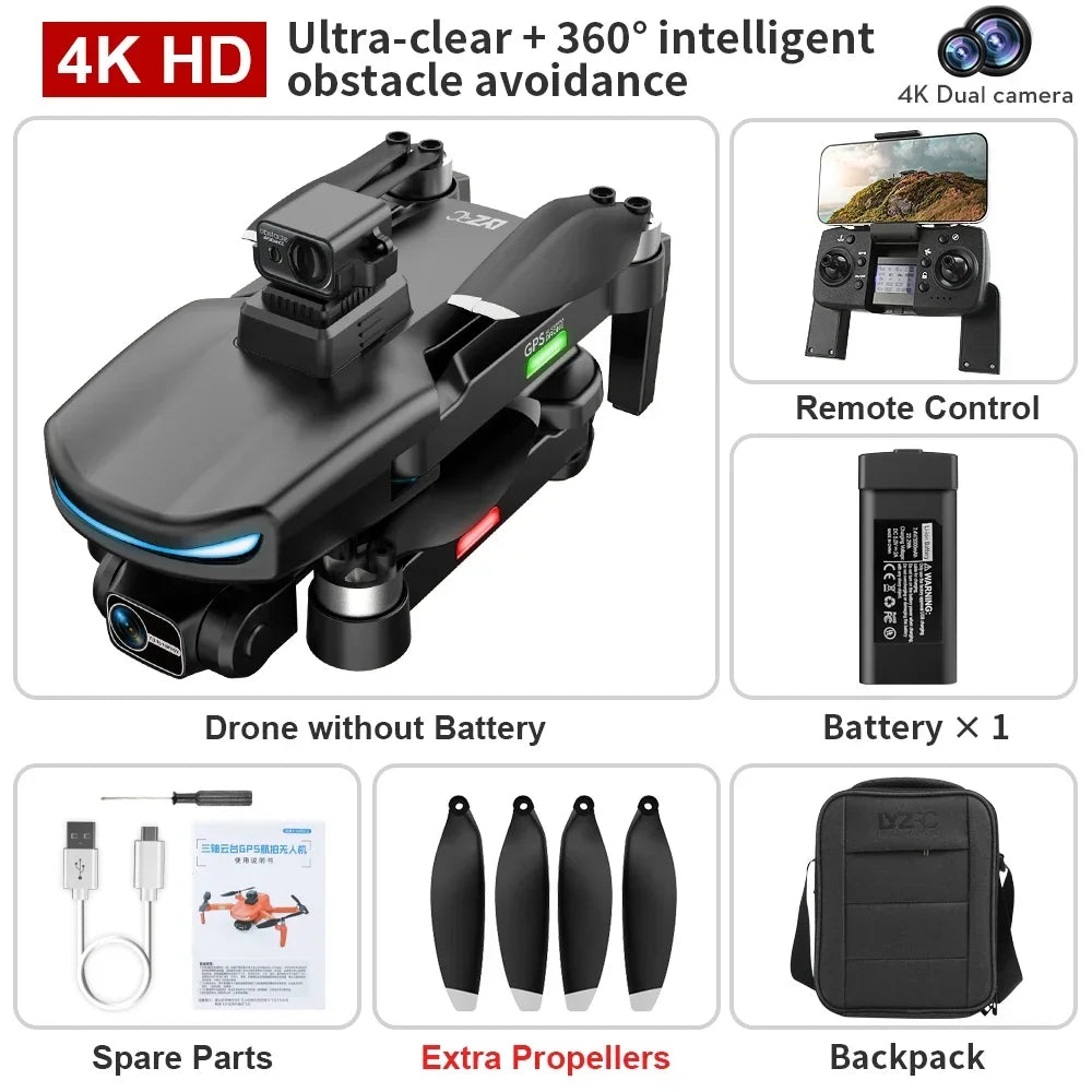 Professional Drone with 4K HD Camera & GPS Return-Home - Aerial Photography Quadcopter