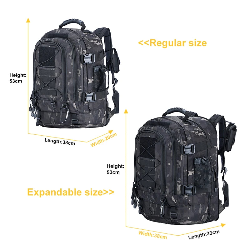 55L Tactical Backpack - Large Capacity Military Pack for Multi-Day Adventures