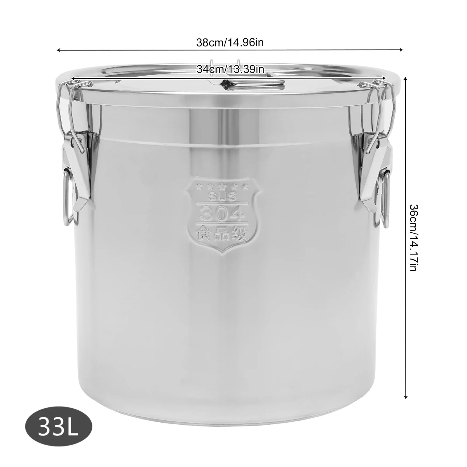 Airtight Canister Stainless Steel w/Locking Clamps