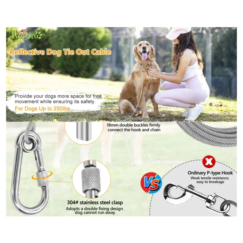 Double-headed Dog Tie Out Cable Leash