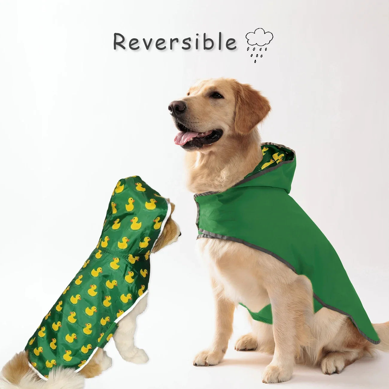 Dog Raincoat: Dual-sided Waterproof Coat with Velcro Closure