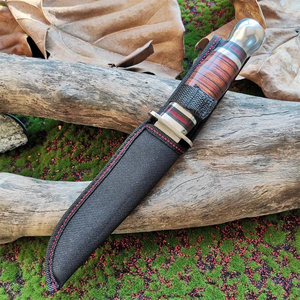 High-Quality Steel Blade Hunting Knife with Wooden Handle