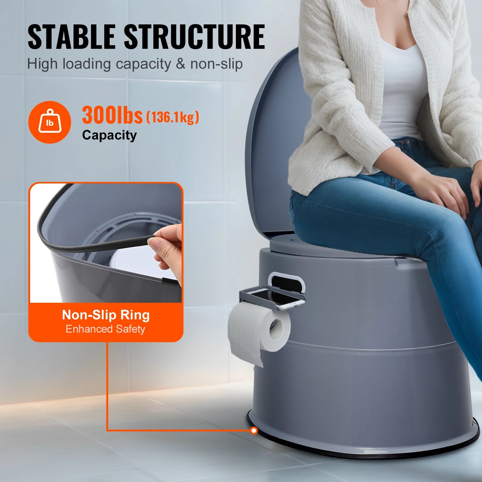 Portable Travel Toilet with Detachable Inner Bucket