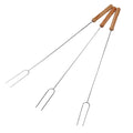 3pcs Roasting Forks, Stainless Steel & Beech Wood