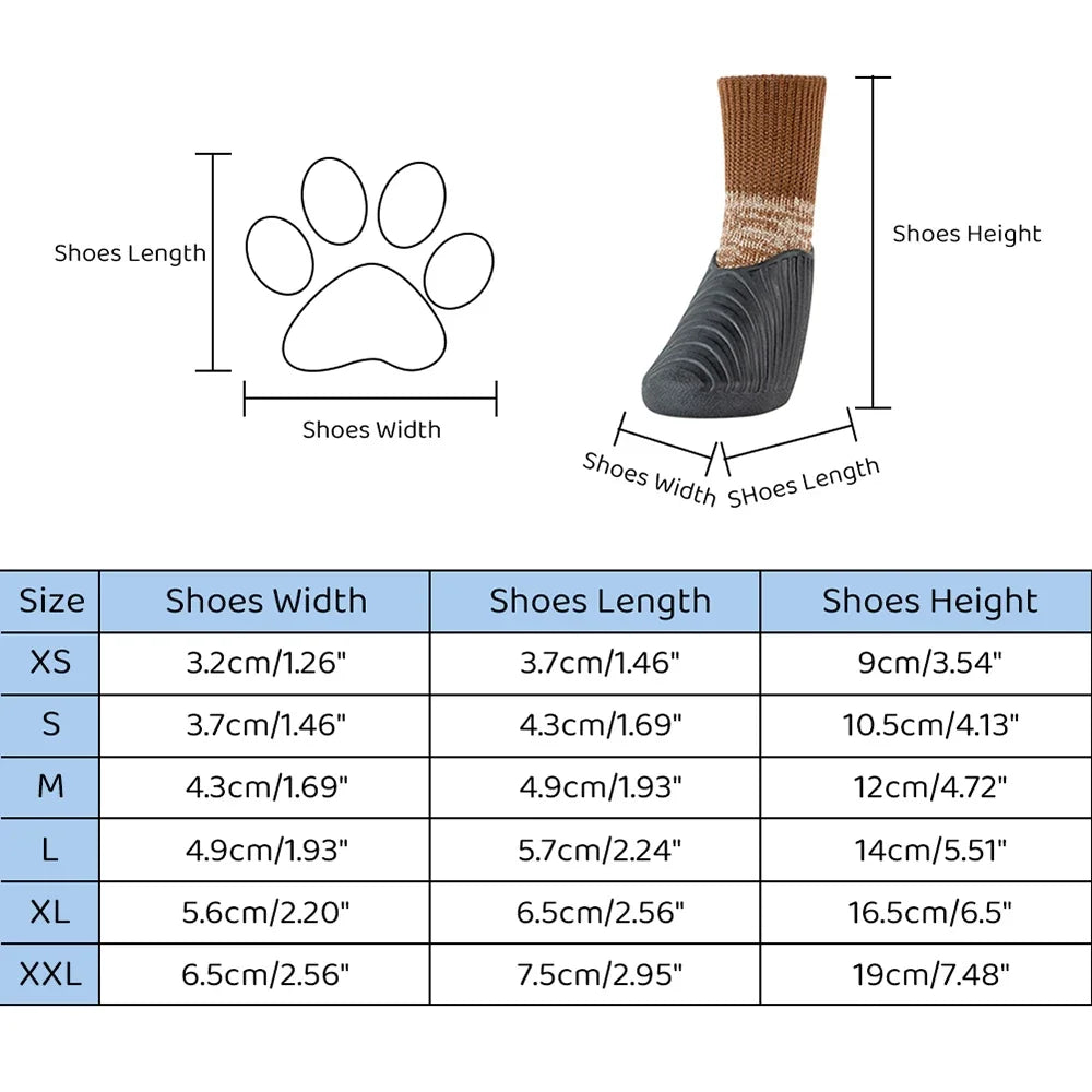 4pcs Dog Shoes, Waterproof with Antislip Sole