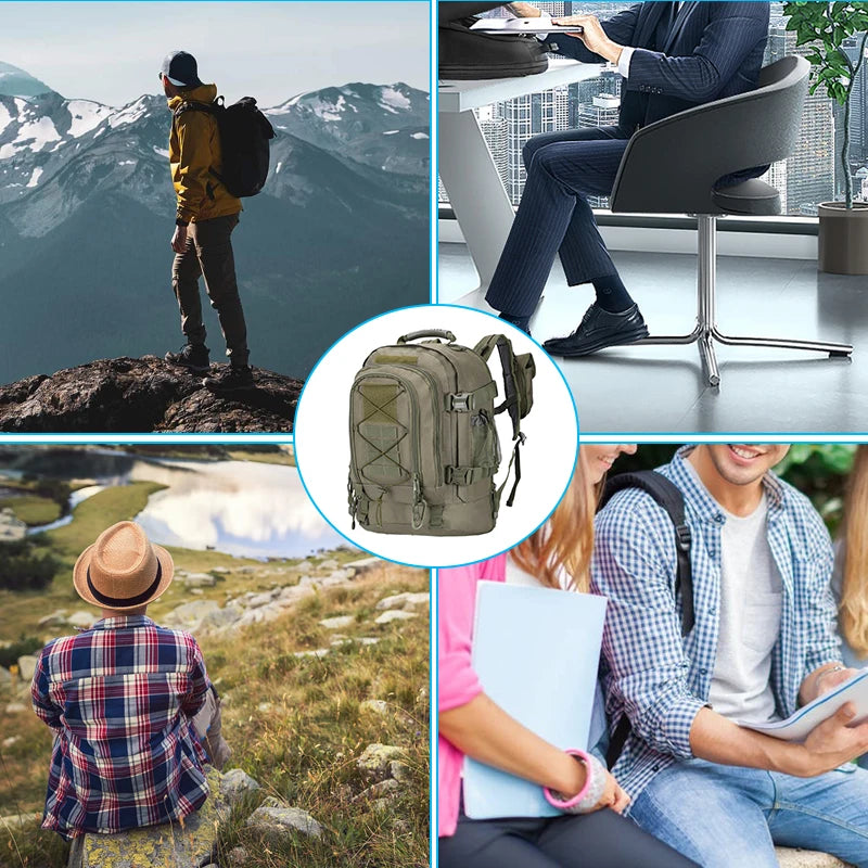 60L Hiking Backpack, Expandable with Water Bottle