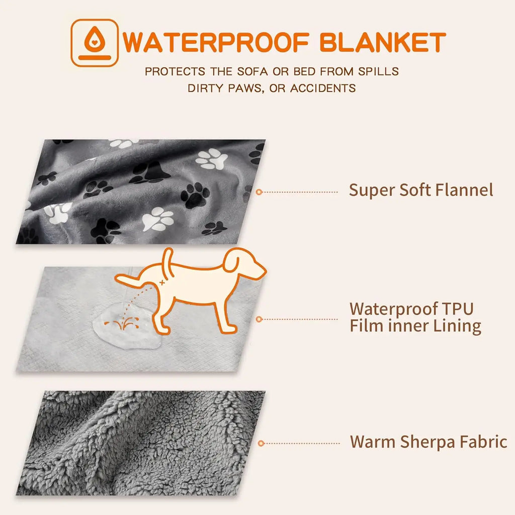 Waterproof Fleece Dog Blanket 50x60 Inches