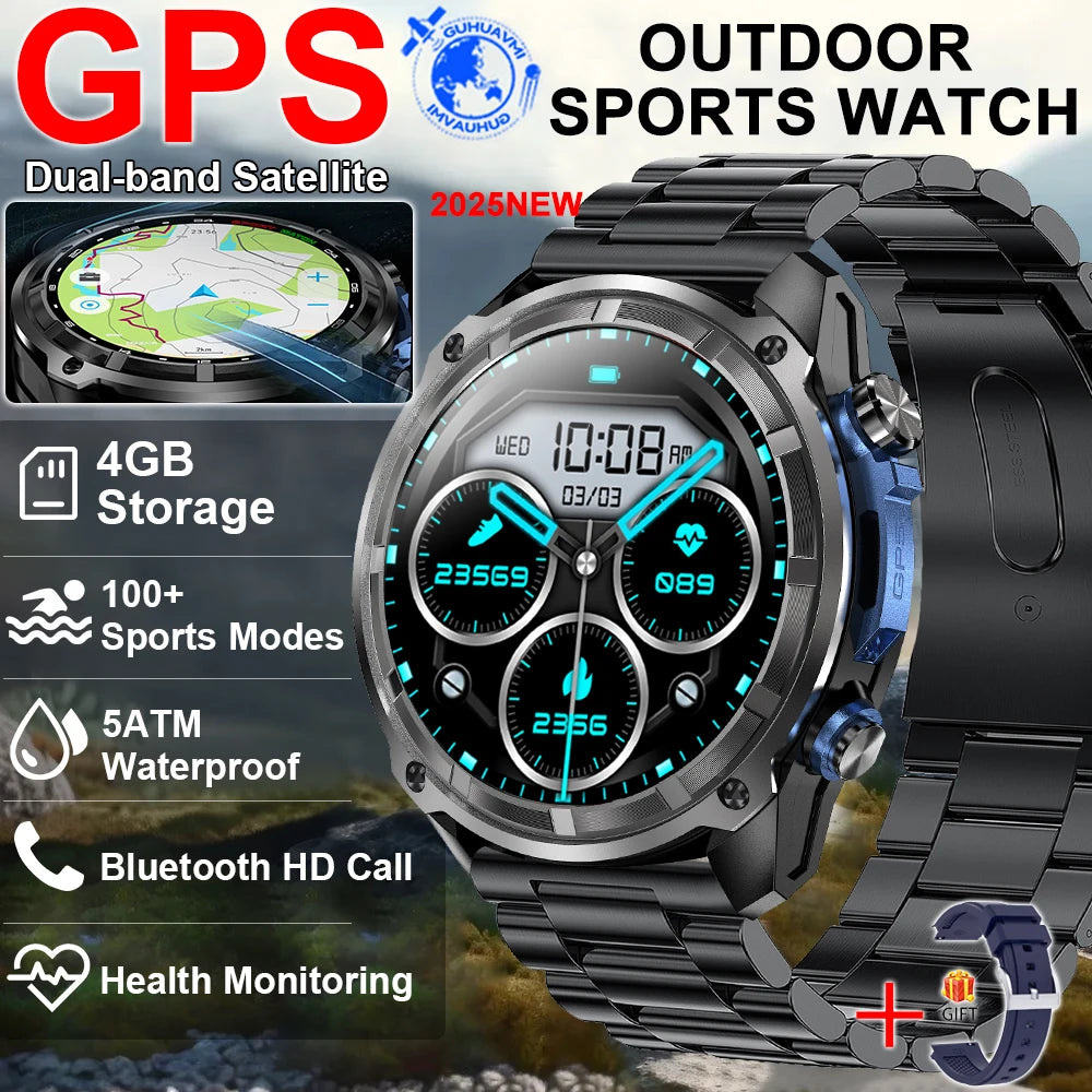 Tactical Android iOS Smartwatch Built-in GPS Offline Map