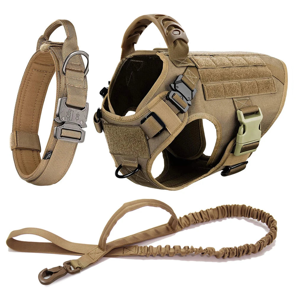 6pc Tactical Dog Harness, Collar, And Leash Set
