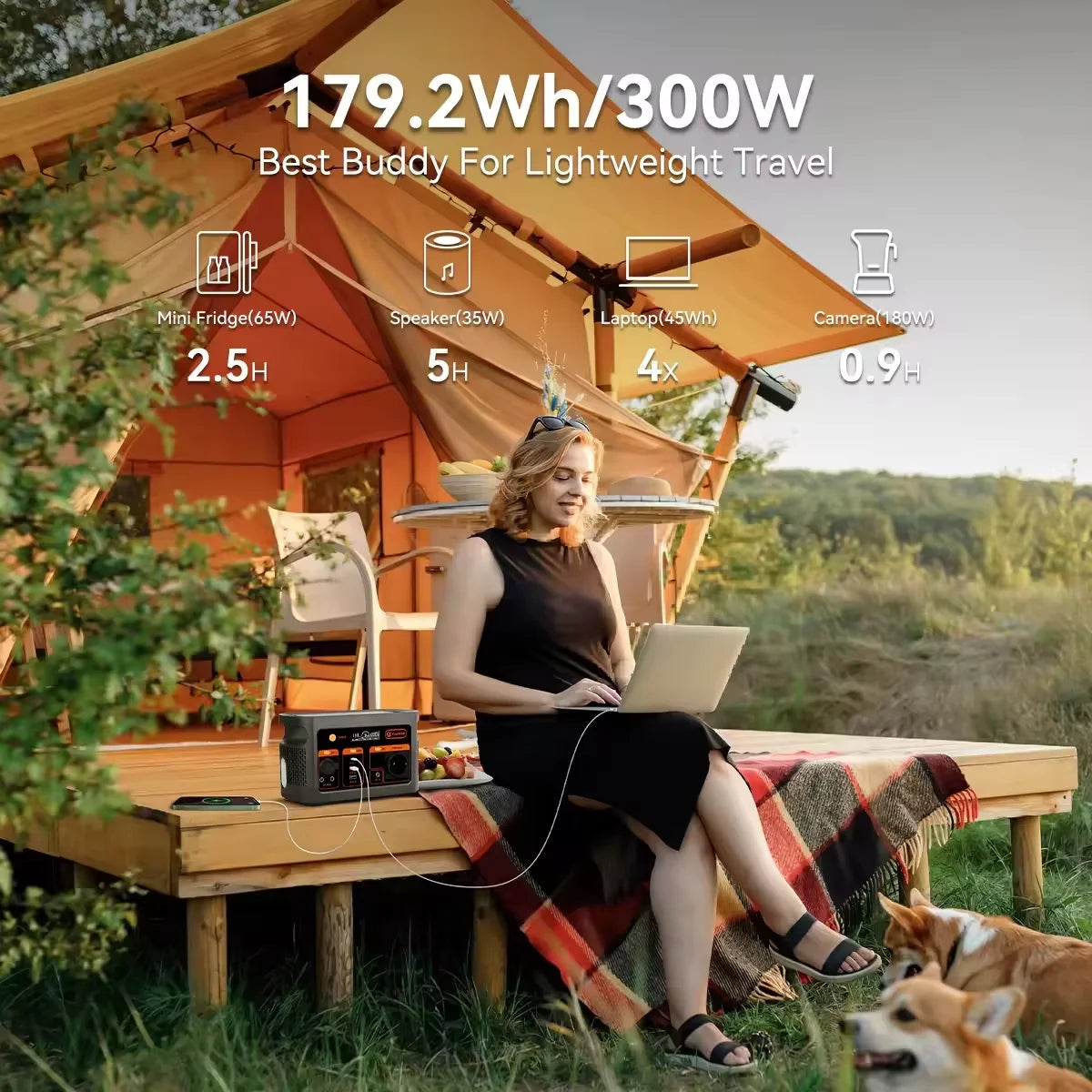 Portable Power Station Solar Generator 179.2Wh Battery