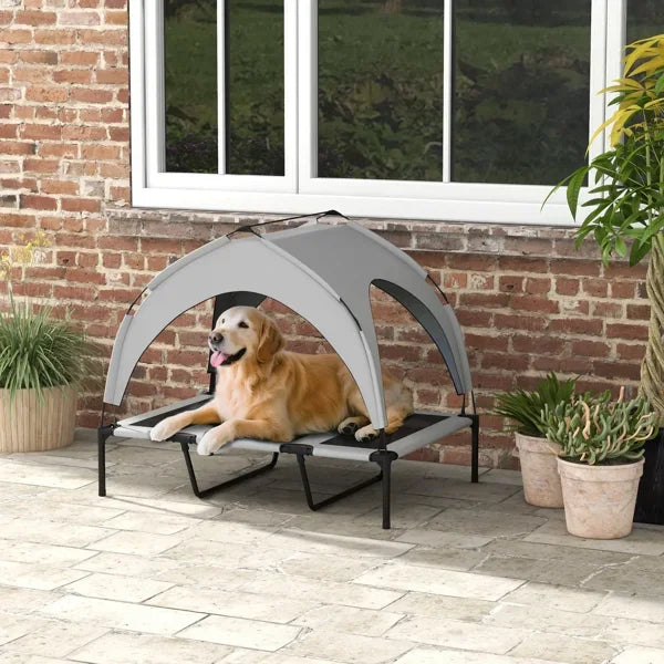 Elevated Large Dog Bed with Cooling Pad, Removable Canopy