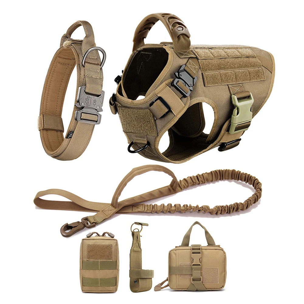 6pc Tactical Dog Harness, Collar, And Leash Set