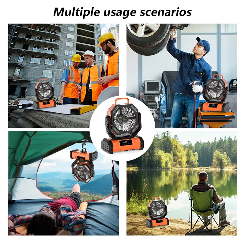 Portable LED Camping Fan, 5-Speed USB Rechargeable