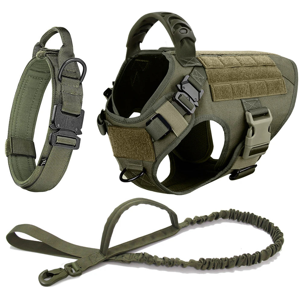 6pc Tactical Dog Harness, Collar, And Leash Set