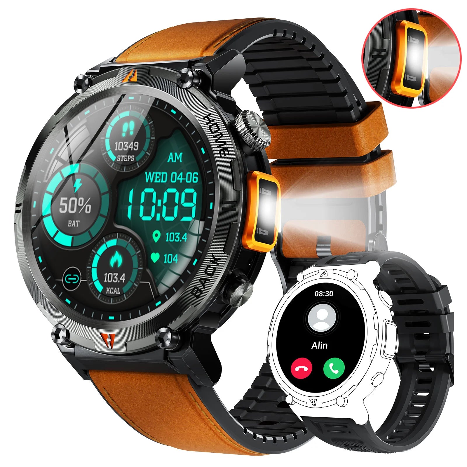 Bluetooth Multi-function Smartwatch Android iOS with Flashlight